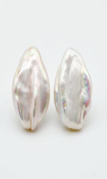 

pearl earrings oversized pearls white natural baroque pearls 925 silver ladies gift5606771, Golden;silver