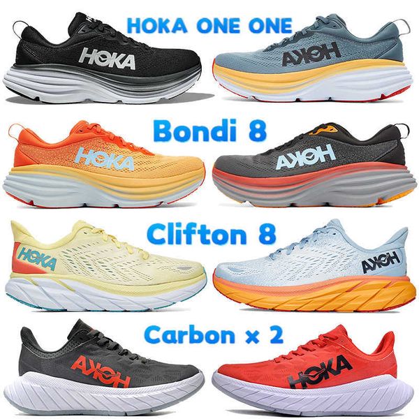 

designer hoka one running shoes bondi clifton 8 black white goblin blue yellow pear coral sport shoe mens womens fashion athletic trainer wi