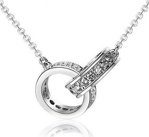 

2021 lover dual circle pendant necklaces gold silver color designer necklace for women vintage jewelry set collar costume infinity5270358