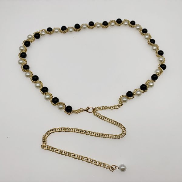 

popular brand jewerlry black white pearl belt bracelet for women stainless steel bracelet version, Golden;silver