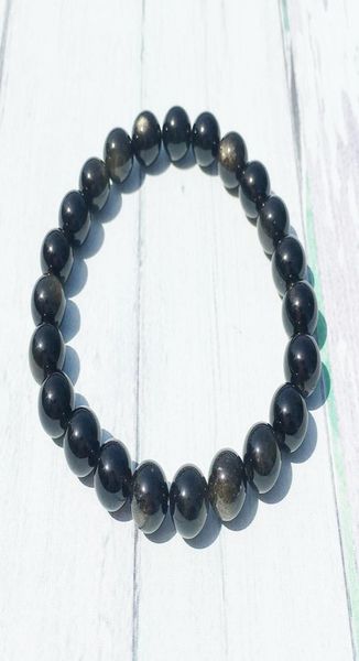 

mg0392 a grade natural golden obsidian bracelet healing balance meditation bracelet stress relief gift whole3207471, Black