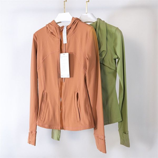 

lu-18 sport fitness hooded define jacket long sleeve yoga wear athletic coat fitness jog soft thumb comprehensive training