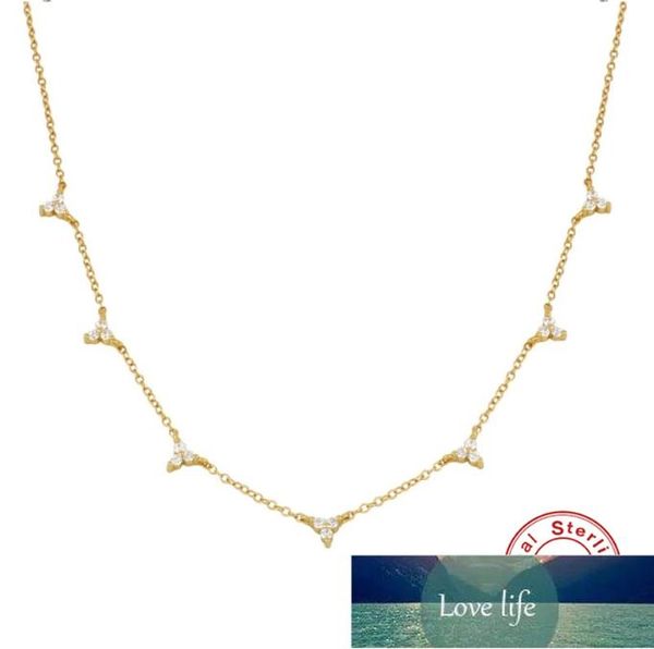

canner three diamond clavicle necklace for women 925 sterling silver jewelry charming pendant chain 18k choker bijoux collar facto9378506, Golden;silver