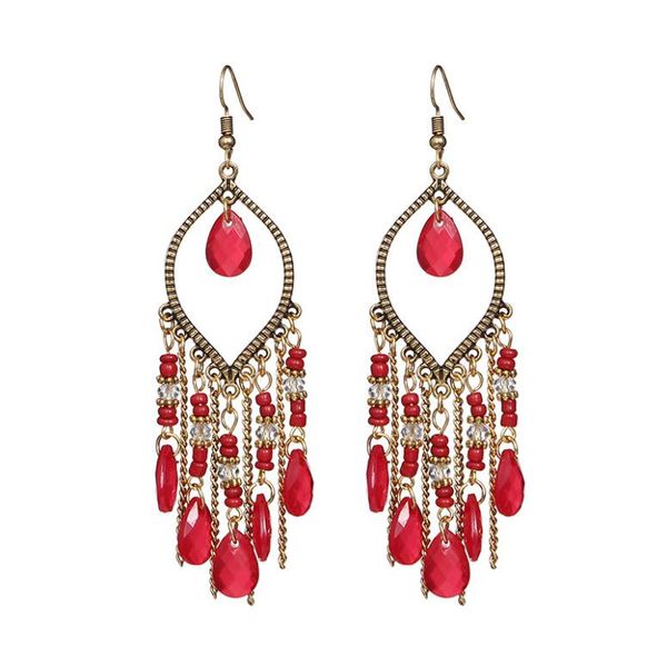 

classic vintage women039s corful crystal beads long tassel earrings 2020 fashion jewelry bohemia wedding earrings hangers6911920, Silver