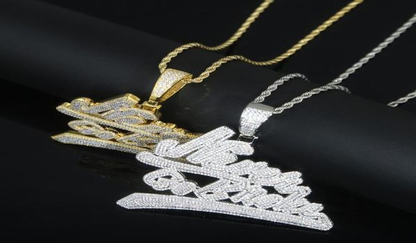 

women men hip hop iced out bling letter never go broke pendant with cuban rope chain hiphop necklaces fashion cubic zirconia charm9452226, Silver