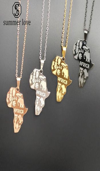 

new arrival africa map pendant necklace for women men 4 colors stainless steel maps necklace charm hip hop jewelry gi7327476, Silver