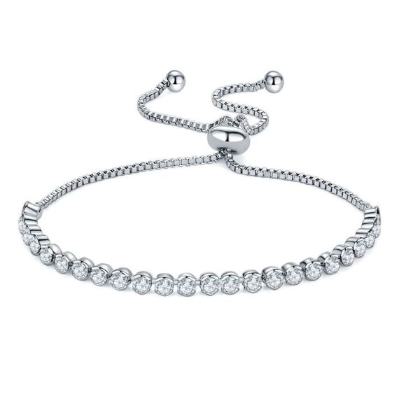 

3mm thick women row diamond bracelet exquisite round zircon pull rope bracelet adjustable hand rope luxury jewelry accessories2533124, Golden;silver