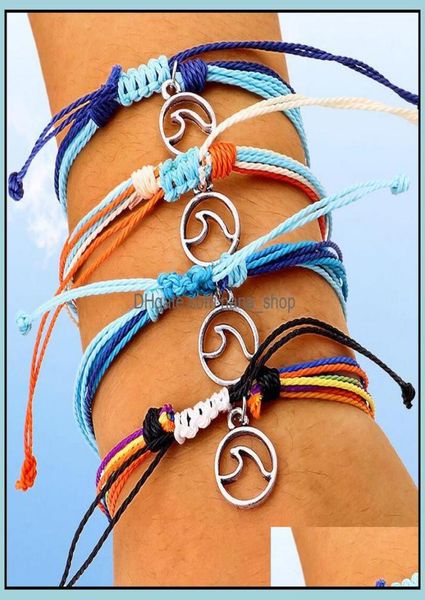 

charm bracelets jewelry wax string woven mtilayer friendship bracelet wave adjustable braided for women girls epacket drop deliver5407317, Golden;silver