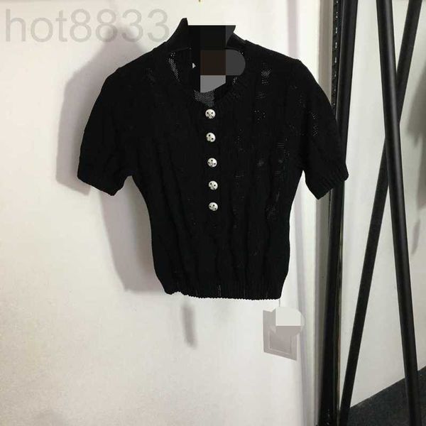 

women's sweaters designer 2023 summer brand same style sweater short sleeve black crew neck pullover striped fashion clothes womens ctl, White;black