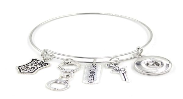 

new arrival whole fashion diy interchangeable snap jewelry police dept police bracelets wire bangles snap bracelet police gift8870779, Golden;silver