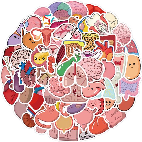 

50pcs cartoon human organ stickers human tissue graffiti kids toy skateboard car motorcycle bicycle sticker decals