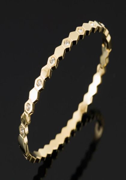 

bangle luxury rhombicshaped honeycomb crystal cuff bracelets for women stainless steel bracelet fashion girls jewelry gifts2652811, Black