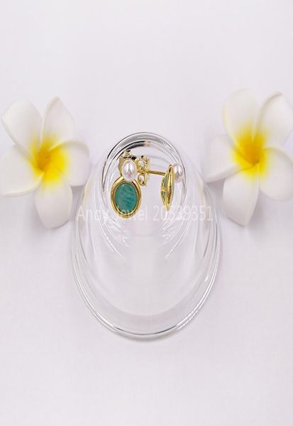 

stud vermeil silver alecia earrings with pearl and amazonite bear jewelry 925 sterling fits european jewelry style gift andy jewel9893079, Golden;silver