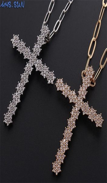 

mhssun fashion women cross pendant necklace aaa zircon stone jewelry religion necklace chain choker for men party gift 1pc 2010135599236, Silver