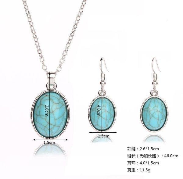 

necklace oval turquoise earrings nelace fashion set women039s sets5881332, Silver