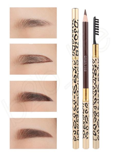 

doubleheaded leopard eyebrow waterproof sweatproof with eyebrow brush not blooming soft and lasting 5 color for choose hha4496893715