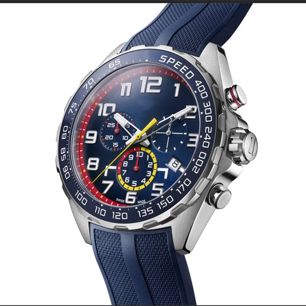 

luxury sports watches designer brand watch 3 dial 45mm quartz wristwatches men fashion silicone strap multi color military analog clock mont, Slivery;black