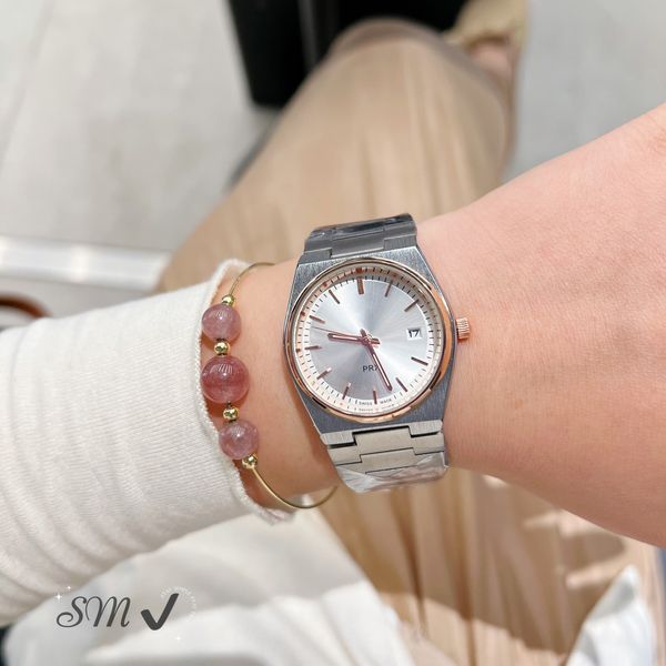 

luxury women's high-end quartz watch, stainless steel strap, business and leisure men's luminous waterproof, fully functional wome, Slivery;brown