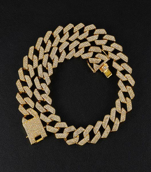 

20mm threerow diamond miami cuban chain full zircon men039s hip hop necklace party jewelry 2020 new design7457827, Golden;silver
