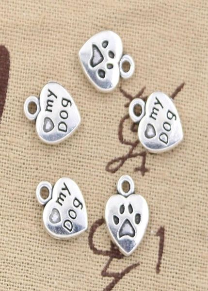 

charms heart love my dog 1310mm antique making pendant fitvintage tibetan silverdiy bracelet necklace2108172, Bronze;silver