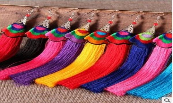 

long tassel earrings fashion bohemian handwoven embroidery flowers long tassel earrings for wedding party birthday gifts8437756, Silver
