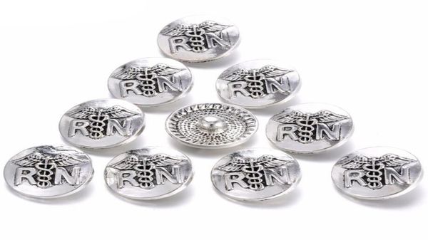 

10pcs snap jewelry nurse rn metal snap buttons for 18mm snap bracelet bangles2347535, Bronze;silver