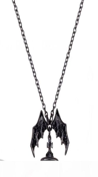 

queen mother demon evil titanium black wings diamond saturn necklace super cool punk bat silver chains jewelry mala beads necklace4378691