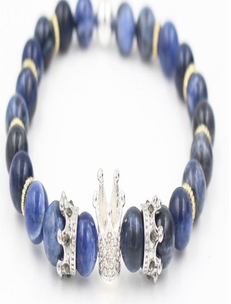 

8mm sg5 gold silver copper crown micro pave cz zircon cubic zirconia bracelet frosted agate onyx energy prayer reiki bangles7583098, Black