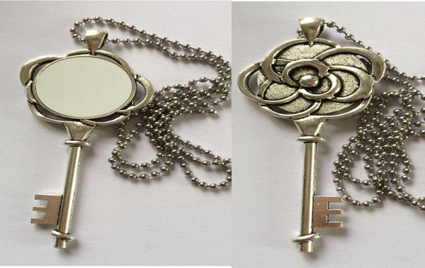 

blank rose key necklaces pendants for sublimation retro vintage antique necklace pendant for thermal transfer printing whole a8378429, Silver