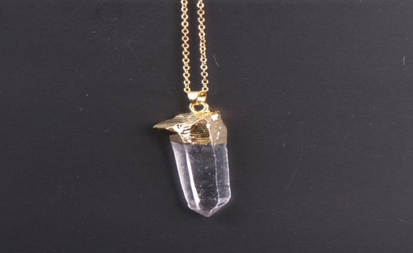 

goldcolor druzy gem stone clear white crystal point pendant necklacedrusy crystal quartz pendant necklace4142738, Silver
