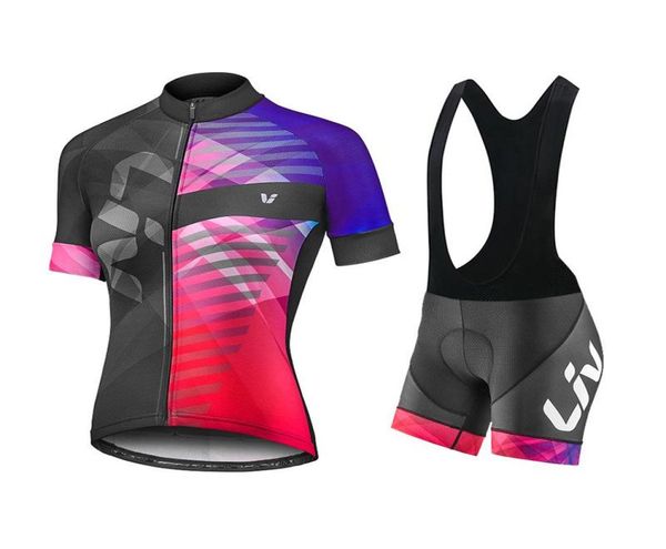 

summer liv lycra cycling jersey set women road bike clothing gel shorts sport suit mtb uniform 2021 female bicycle clothes dress r3046375, Black;blue