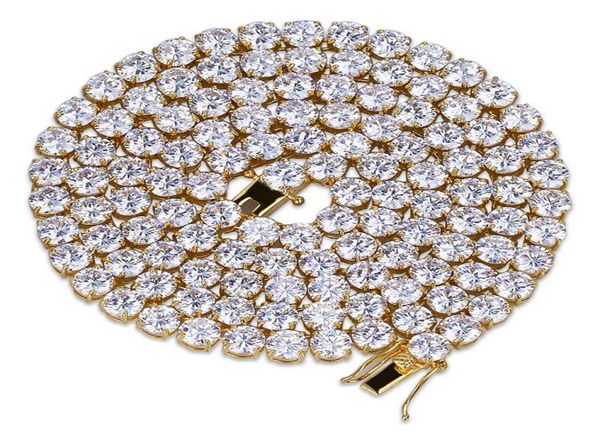 

hip hop gold silver necklace cubic zirconia micro paved all iced out tennis chain bling lab cz stones crystal necklace accessories1695278, Black