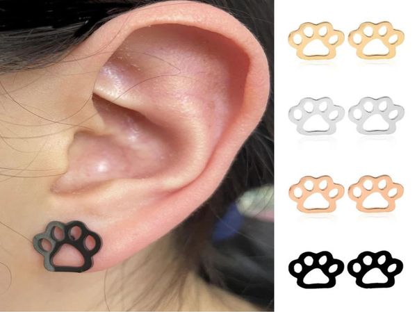 

animal pet paw print earrings punk jewelry studs dog gifts puppy cute children earring5232563, Golden;silver