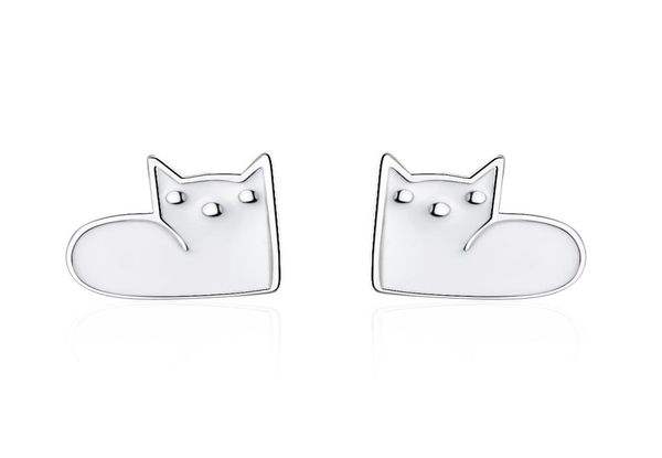 

tt197 s925 sterling silver needle super cute cats ear stud earrings female personality epoxy black cat jewelry for young girl gif5256044