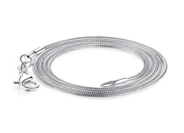 

100pcslot 925 sterling silver smooth snake chains necklace big size 26quot 28quot 30quot 1mm charms choker fa3922811