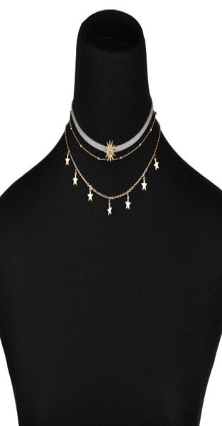 

new fashion trendy jewelry sun star tassel choker multi layer necklace gift for women girl n12424269922, Golden;silver