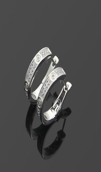 

new fashion jewerly famous brand stud titanium steel thread earrings 18k gold plated stainless steel classical love gem earrings5669289, Golden;silver