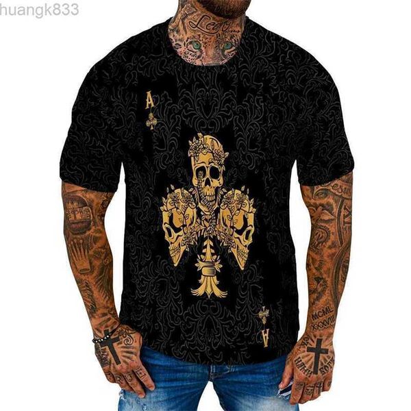

design draft for poker a skeleton replacement pattern fashion dark 3d short sleeve, White;black