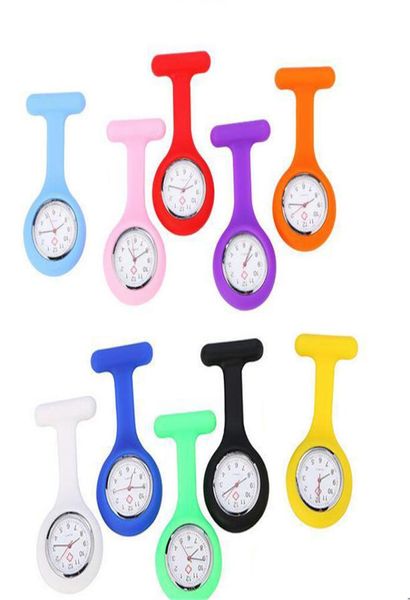 

christmas gift nurse medical watch silicone clip pocket watches fashion nurse brooch fob tunic cover doctor silicon quartz watches2463887, Slivery;golden