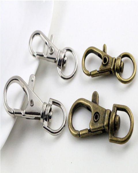

80pcs silver bronze plated metal swivel lobster clasp clips key hooks keychain split key ring findings clasps making 30mm9209717