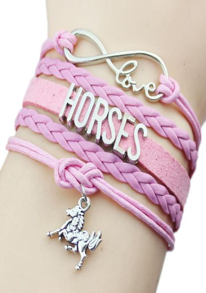 

custominfinity love horses horse charm wrap bracelets christmas gifts brown black white bracelets leather custom womenmen bracel2755214, Golden;silver