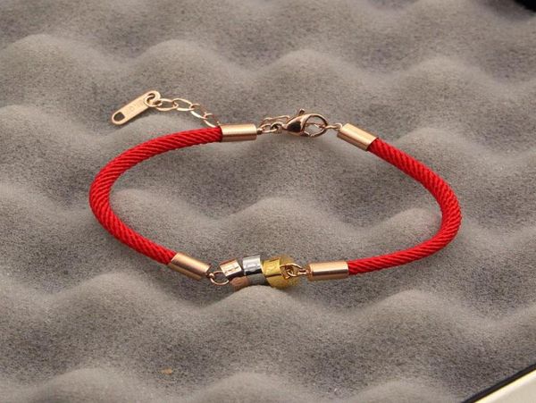 

whole love charm bracelets red string red rope jewelry three ring three color red black rope bracelet love bracelets woman ma6758720, Golden;silver