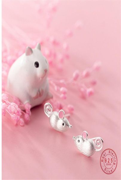 

wantme 100 925 sterling silver jewelry 3d personalized rat mouse stud earrings for women girls fashion animal pendientes mujer 218220663, Golden;silver