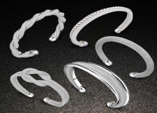 

promotion fashion 5 kinds women039s 925 sterling silver bangle bracelets jewelry mix 4 style 925 silver shining women039s ba5125778, Black