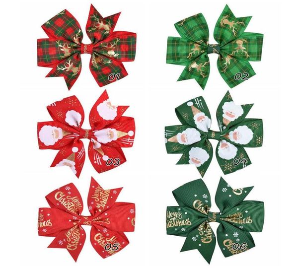 

35 inch christmas hairpin jo hair bow baby girls santa claus print barrettes kids boutique xmas hair clip children hair accessori5037109, Slivery;white