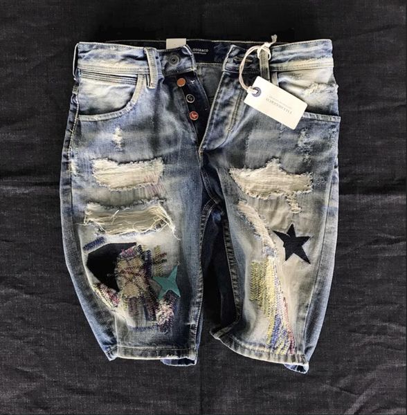 

hard cargo heavy weight shuttle woven patch embroidery, worn out, washed vintage denim shorts, trendy pants, White;black