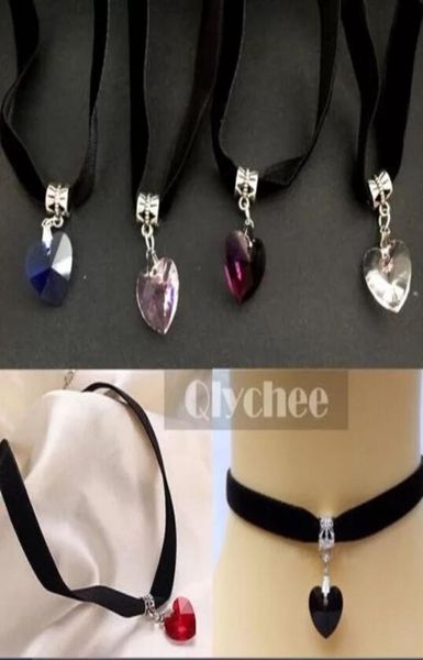 

japan harajuku heart shaped necklace resin pendant with velvet chain vintage peach love choker for girls 6 colors2247437, Silver