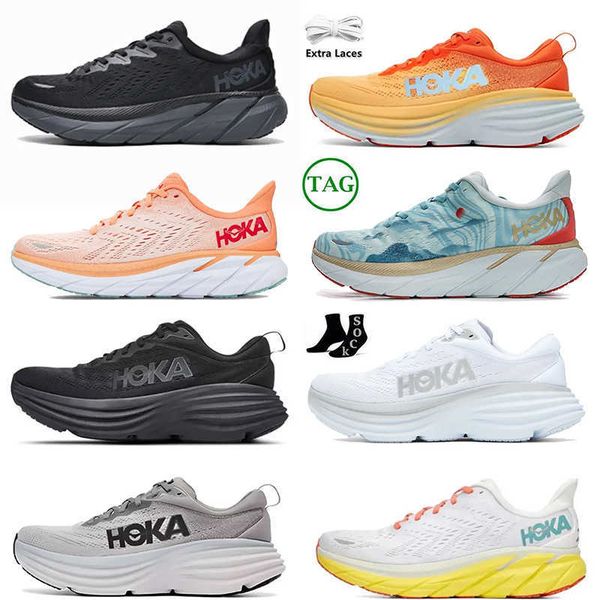 

running shoes hoka one bondi 8 carbon x 2 women mens training sneakers clifton 8 landscape painting summer song coral black white sneakers o