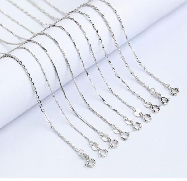 

solid 925 sterling silver box link chain lobster clasp necklace fit pendant in bulk whole 45cm4926323