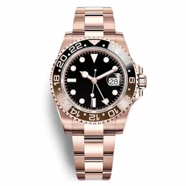 

mens watch rose v3 version men watches automatic mechanical movement ceramic rotating bezel sapphire glass steel strap wristwatch, Slivery;golden